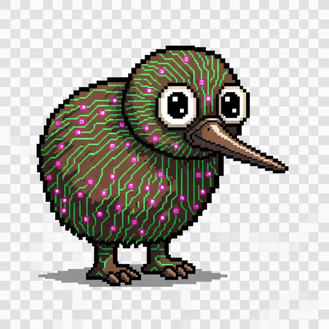 Piko, the Pixelated Kiwi Bot mascot